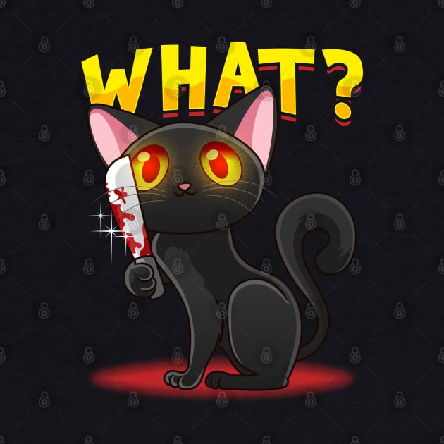 Cat What? Funny Black Cat With Knife by aneisha